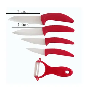 באיכות גבוהה 5 מחשבים סכין קרמיקה אדומה סט כלים בישול סכיני מטבח