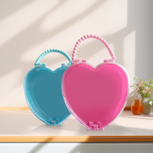 Heart-Shaped Storage <b>Box</b> For Kids Jewelry Hair Accessory Makeup Organizer Pink <b>Red</b> Sky Blue Transparent Pink Covered - Product Image 5