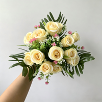 Bouquet de roses artificielles HY22203, 14 têtes, fleurs en soie multicolores pour la décoration de mariage, de maison et de fête