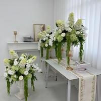 Bunga Bola Hydrangea Mawar Hijau Putih 60cm Buatan Tangan dari Sutra Berkualitas Tinggi, Tahan Lama, dan Dapat Disesuaikan untuk Dekorasi Pernikahan