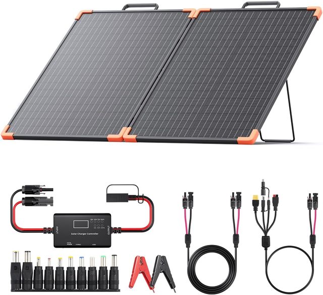 AISmartlink 100 W Portable Solar Panel with 20A PWM Controller 19V Foldable Solar Panel Kit for Power Station & 12V Batteries