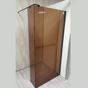 OEM ODM High Quality Custom Size Tempered Glass Bronzed Tinted Glass Walk In Shower Screen