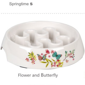 Comedero Lento Springtime S con Diseño de Flores y Mariposas para Mascotas Pequeñas - Product Image 1
