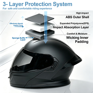 Casco de Motocicleta Modular Abatible DOT&ECE de Personalización Rápida, Doble Visera, Protección Facial Completa, Carcasa Ligera de ABS - Product Image 3