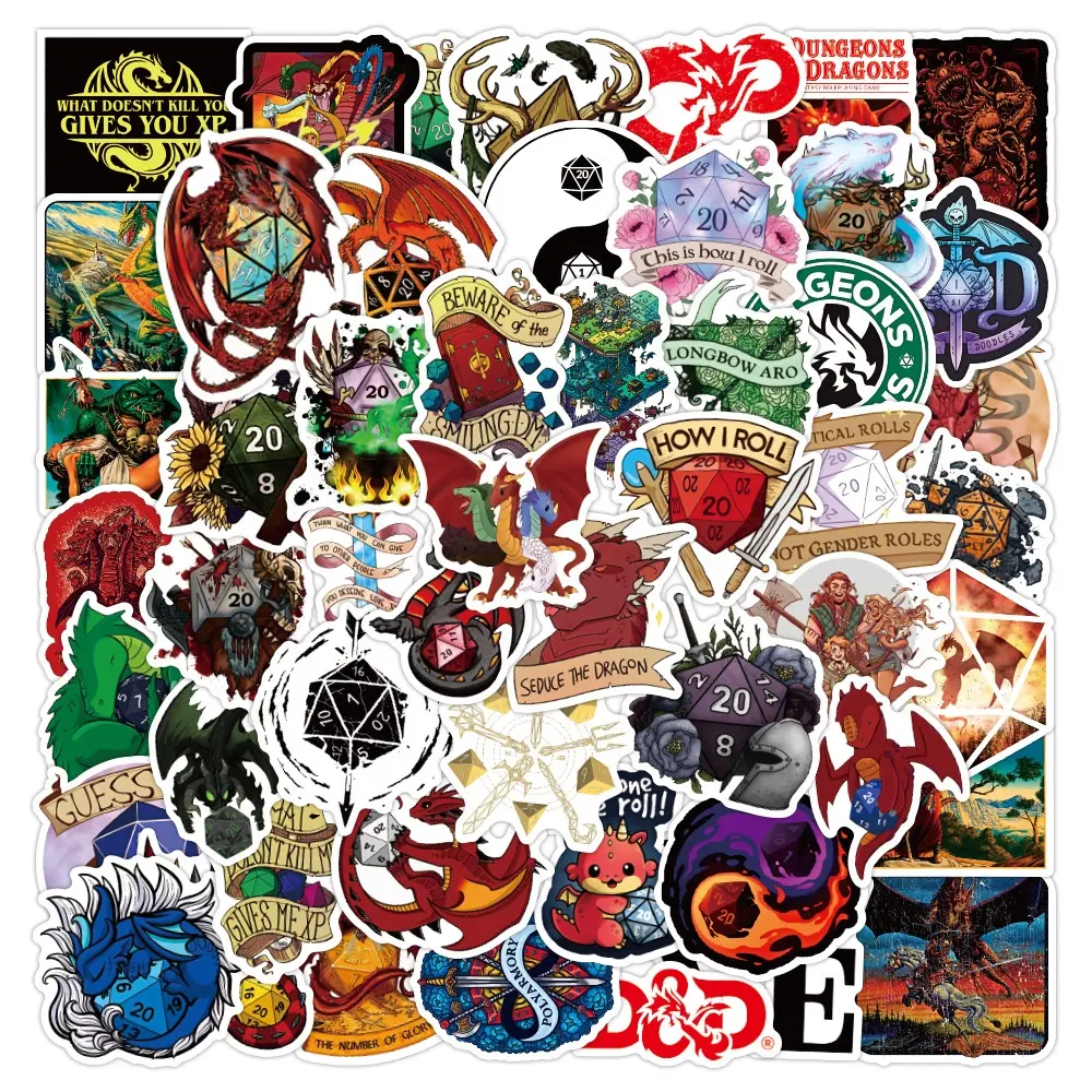 50Pcs Dungeons and Dragons Online Sticker For Child Boy Graffiit Skateboard Luggage Laptop Cartoon Stickers