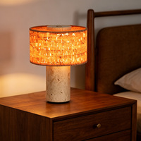 Lampe de table LED portable rechargeable Aurum Middle Ancient-Silent Wind avec abat-jour en pierre de grotte jaune pour chambre à coucher, table de chevet, salon