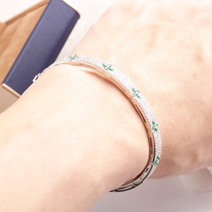 Bracelet jonc tendance pour femme en acier inoxydable plaqué or 18 carats avec fleur en zircon, style vintage, cadeau idéal - <span class=keywords><strong>Tzl</strong></span> B0162 - Product Image 3