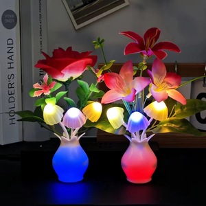 Veilleuse LED à capteur de crépuscule 0.5W Lampe à économie d'énergie Rose <span class=keywords><strong>Fleur</strong></span> Champignon <span class=keywords><strong>Design</strong></span> Minimaliste Style Plug-in pour Chambre à coucher - Product Image 3