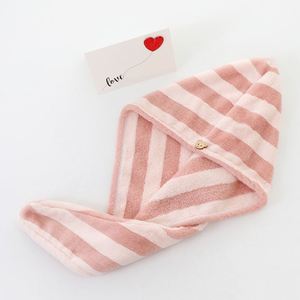 Wholesale Quick Dry Coral Fleece Shower <b>Cap</b> <b>Women</b> Super Absorbent Thickened Wide Stripe Hair Towel Spa Usage for Adults - Product Image 5