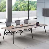 Table de conférence de bureau commerciale de haut niveau, petite et moyenne, design moderne et simple, en mélamine, capacité 12 personnes, résistante aux taches