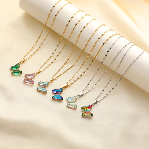 สร้อยคอจี้ผีเสื้อแบบไล่ระดับสีละเอียดอ่อนสร้อยคอทำจากสเตนเลสสตีลยอดนิยม - Product Image 1