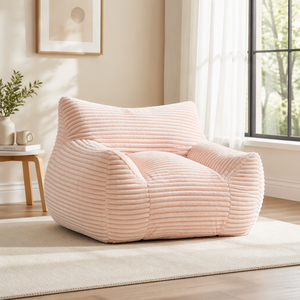 Fauteuil pouf en velours côtelé avec accoudoirs, siège de sol pour chambre et salon - Product Image 4