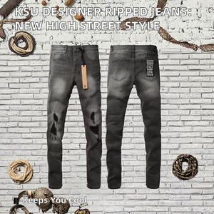 KSU Yüksek Kalite Tasarımcı Marka Yırtık Kot Pantolon Yeni Sezon Erkek Denim Kış İlkbahar Sokak Stili 3D Yıkama Tekniği - Product Image 2