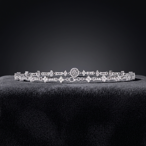Classic <b>White</b> Gold Plated Chain <b>Bracelet</b> with Round Brilliant Cut Diamond Claw Setting for Women Engagement Christian Jewelry - Product Image 1
