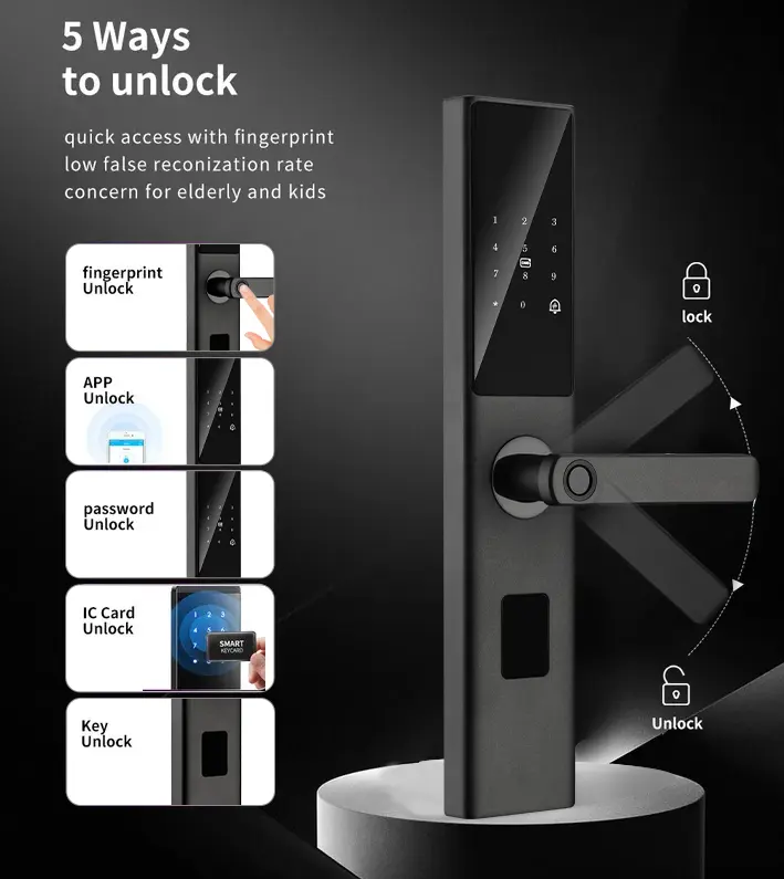 SAIJIA Tuya Biometric Fingerprint Smart Lock Zigbee Wifi APP Card Key Unlock Cerraduras Inteligentes Security Smart Door Lock · image 3