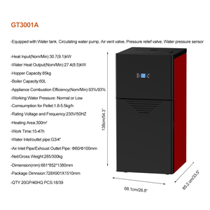 ZLGT3001A 30.7kW Poêle à granulés <span class=keywords><strong>hydro</strong></span>électrique écologique en acier noir pour garage / sous-sol – Chaudière <span class=keywords><strong>hydro</strong></span> à granulés - Product Image 3