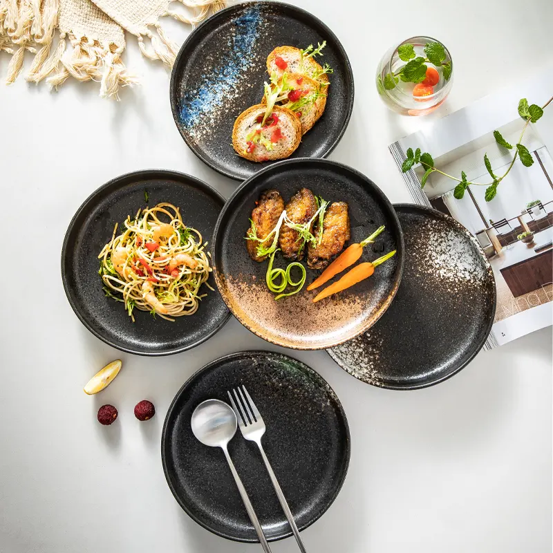 8" Nordic Popular Restaurant Ware Houseware Porcelain Dishes, Rice Use Handmade Ceramic Diner Deep Plate