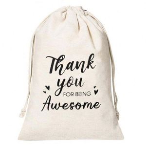 Custom Logo White Twill Cotton <b>Drawstring</b> <b>Pouch</b> Clothing Shoes Gift Bags - Product Image 4