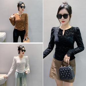 Otoño New Lace Scheming Hollow Out Bottoming Slim Fit Side Plisado Diseño Super - Product Image 4