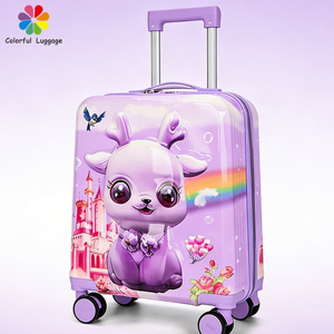 <span class=keywords><strong>Maleta</strong></span> de Viaje Infantil con Diseño de Ciervo Rosa - <span class=keywords><strong>Maleta</strong></span> Rígida de Dibujos Animados con Ruedas Suaves para Viajes de Niños - Product Image 4