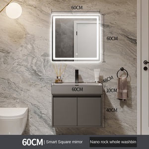 Mueble de Baño Moderno y Minimalista <span class=keywords><strong>con</strong></span> Lavabo, Espejo y Gabinete - Product Image 6