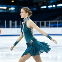 Robe de patinage artistique dégradé violet avec strass étincelants et manches longues transparentes pour enfants et adultes, idéale pour la compétition et les spectacles