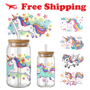 Plastisol UV Licorne Magique Fantaisie pour Filles, pour Décorations de Gobelets et Tasses, Lots Mixtes pour Fêtes d'Enfants, Livraison en 48 Heures - Product Image 1