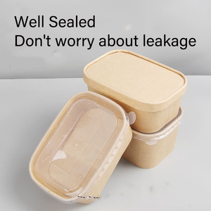 Sinh Thái Thân Thiện Dùng Một Lần Thương Mại Cấp <span class=keywords><strong>500Ml</strong></span> 1400Ml Takeaway Takeout Trắng Kraft Vuông Bát Salad Giấy Thực Phẩm <span class=keywords><strong>Container</strong></span> Nắp - Product Image 3