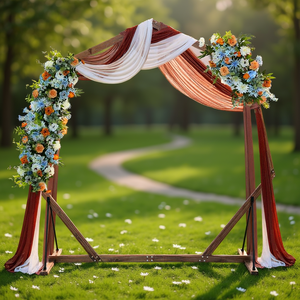 Solid Wood Wedding Arch <b>Stand</b> 8-9ft Tall Elegant Wooden Arbor <b>Backdrop</b> For Outdoor Ceremonies - Product Image 2