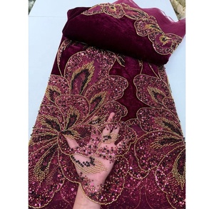 Tela de Encaje Francés de Alta Calidad, Bordada con Cuentas y <span class=keywords><strong>Lentejuelas</strong></span>, Ecológica, 5 Yardas, para Vestidos de Mujer - Product Image 2