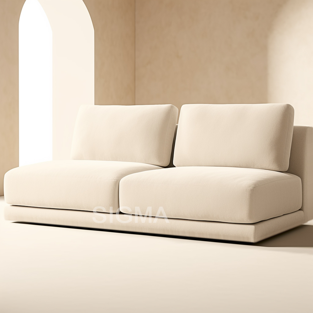 Modern style Luxury armless sofa home furniture indoor living room sofa wood frame two seat sofa with cushion