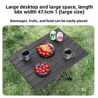 Table de camping pliable portable à roulettes, table de pique-nique d'extérieur, table pliable légère pour le camping, la randonnée, le barbecue, les voyages