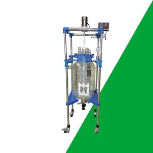 Double layer glass reactor 20L reliable chemical reactor for <b>controlled</b> heating cooling cycles - Product Image 2