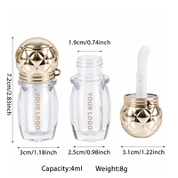 Tube de brillant à lèvres personnalisé avec logo, plaqué or/argent, 4 ml, avec trou pour chaîne pendentif, emballage vide pour liquide avec grand applicateur