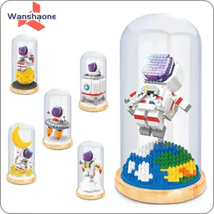 Auslage Flaschenbox Weltraum Abenteuer Raumfahrer Rakete Mond Kapsel Dekoration DIY Mini-Diamantziegel Spielzeug Bausteine für Kind