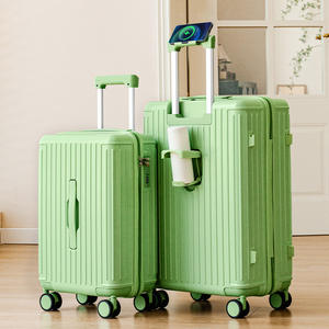 Valise trolley Yongsheng 20 et 28 pouces avec porte-gobelet, roulettes universelles, serrure à combinaison, motif rayé - Product Image 3