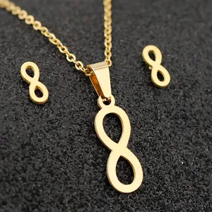 Infinity Symbol Pendant Necklace Jewelry Set For Women Zircon Earrings Jewelry Set