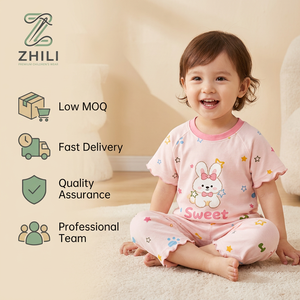 <span class=keywords><strong>Pigiama</strong></span> <span class=keywords><strong>Estivo</strong></span> per Bambine con Motivo a Righe in Morbido Poliestere a Rete Manica Corta Abbigliamento da Casa - Product Image 5