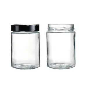 Groothandel 100Ml 200Ml 280Ml 350Ml 2Oz 16Oz Brede Mond Rechte Kant Glazen Opslagpot Kruidensalsa Honing Jam Pot Met Altight Deksel