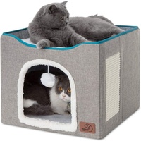 Villa pour animaux de compagnie pliable quatre saisons à double couche, maison pour chat et chien de taille moyenne, nid de rangement pour animaux avec griffoir pour chat