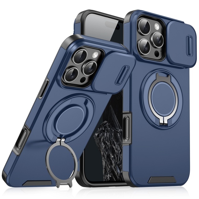 360 Degree Ring Kickstand Phone Case For Iphone 17Air 16E SE4 16 15 14 13 12 11 Promax Slide Camera Protection Shockproof Cover