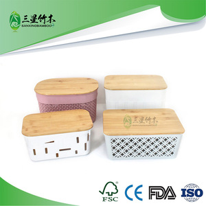 Storage boxes and <b>baskets</b> with <b>bamboo</b> lids; oval and square <b>bamboo</b> storage <b>basket</b> lids; flat-pressed and side-pressed I-beam - Product Image 5