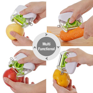 ที่ปอกผัก 3-in-1 แบบหมุนได้ พร้อมหัวสแตนเลสอเนกประสงค์ สำหรับปอกมันฝรั่ง หั่น ซอย ขูดผักและผลไม้ - Product Image 4