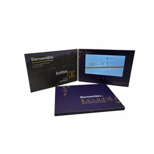Carpeta de tarjetas de felicitación de libro de vídeo personalizada de 7 pulgadas, tarjeta de visita Digital, folleto de vídeo, pantalla LCD, tarjeta de invitación