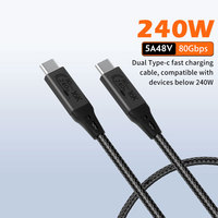 Cable USB4 2.0 Tipo C de 16K 60Hz 240W PD3.1, 80Gbps, Carga Rápida, Transferencia de Video, E-Marker, Trenzado, OEM, para Laptop, Tablet, Monitor