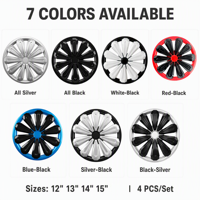 Ensemble de 4 enjoliveurs de roue sport en PP à clipser, universels pour jantes en acier, de remplacement, garniture complète pour voiture