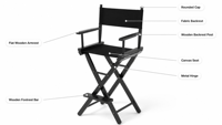 Chaise pliante en toile, chaise de maquillage, tabouret de bar, chaise de beauté et de loisirs avec dossier
