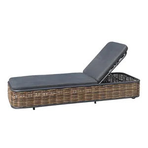 Rattan Reclining Bed Good Quality Outdoor Furniture Sofa Bed Sun Lounger Sun Bed Beach Lounge Outdoor Containable Chair