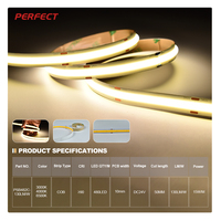 Bande LED COB à couleur unique, 2700K/3000K/4500K/6500K, 24V, 130LM/W, efficacité sans points lumineux, pour éclairage de plafond de chambre à coucher, vente chaude aux États-Unis