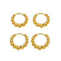 Minimalist Versatile Niche 18K PVD Gold Plated Earrings Jewelry 316L Stainless Steel Beaded Huggie Hoop Earrings for Women